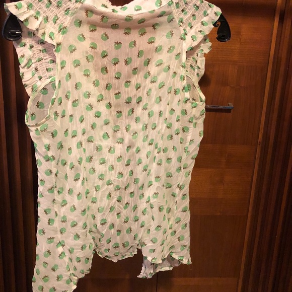 Cute Sheer Novelty Print Blouse -Green Tomatoes - Picture 3 of 8